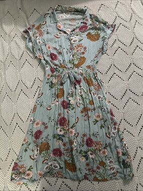 Louche Briana Pea Floral Button Down Dress Sz 14 US